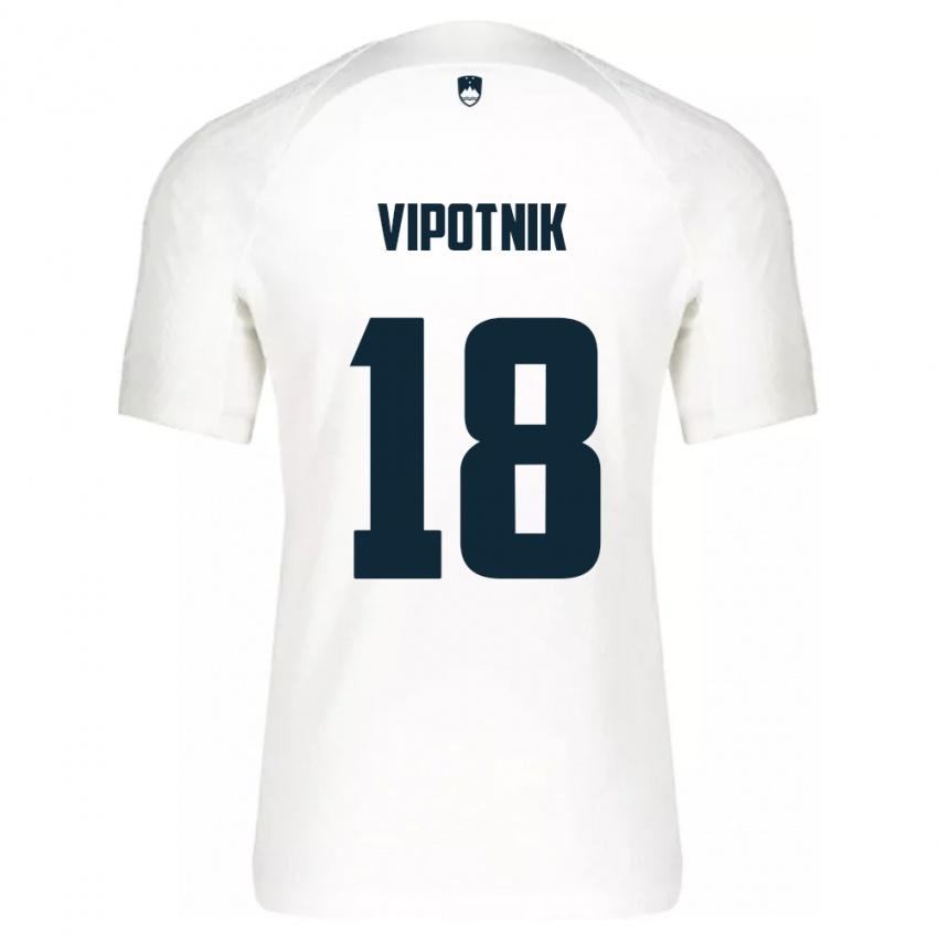 Hombre Camiseta Eslovenia Zan Vipotnik #18 Blanco 1ª Equipación 24-26 La Camisa Chile