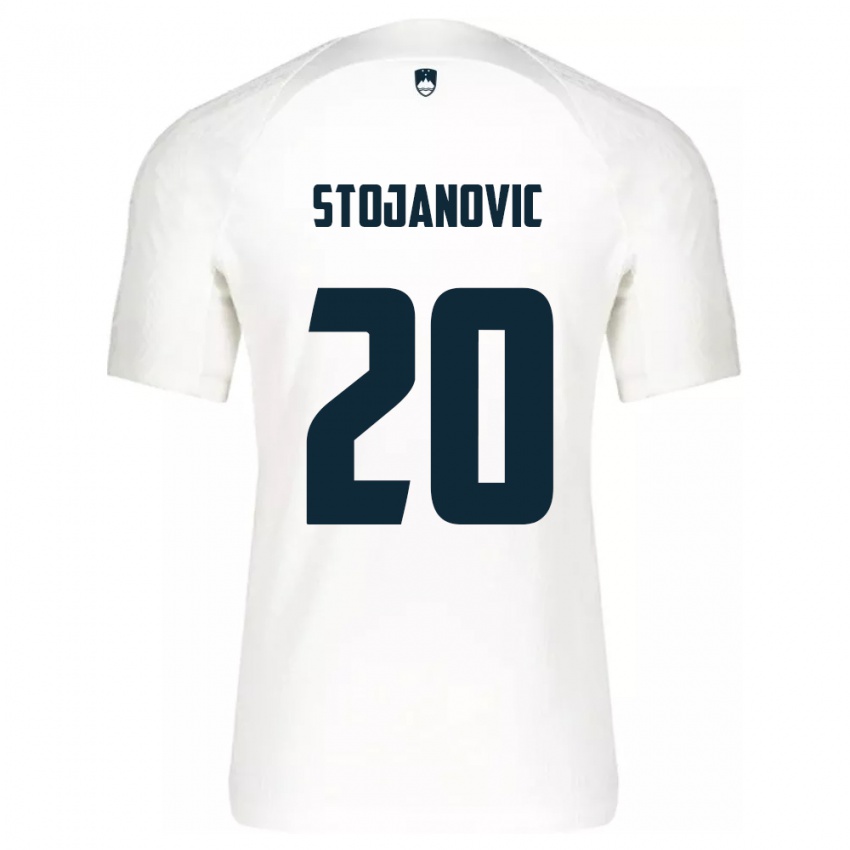 Hombre Camiseta Eslovenia Petar Stojanović #20 Blanco 1ª Equipación 24-26 La Camisa Chile