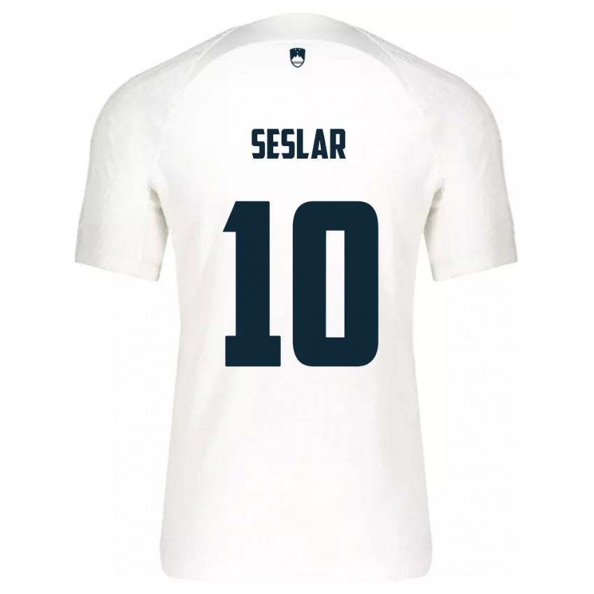 Hombre Camiseta Eslovenia Svit Seslar #10 Blanco 1ª Equipación 24-26 La Camisa Chile