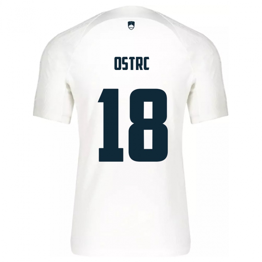 Hombre Camiseta Eslovenia Enrik Ostrc #18 Blanco 1ª Equipación 24-26 La Camisa Chile