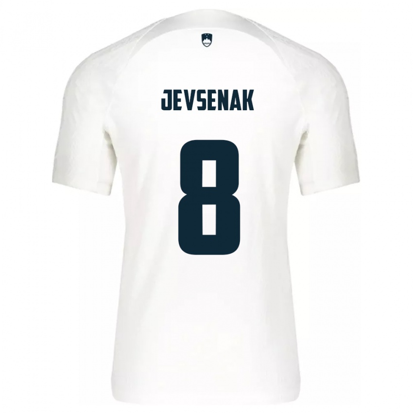 Hombre Camiseta Eslovenia Florjan Jevsenak #8 Blanco 1ª Equipación 24-26 La Camisa Chile