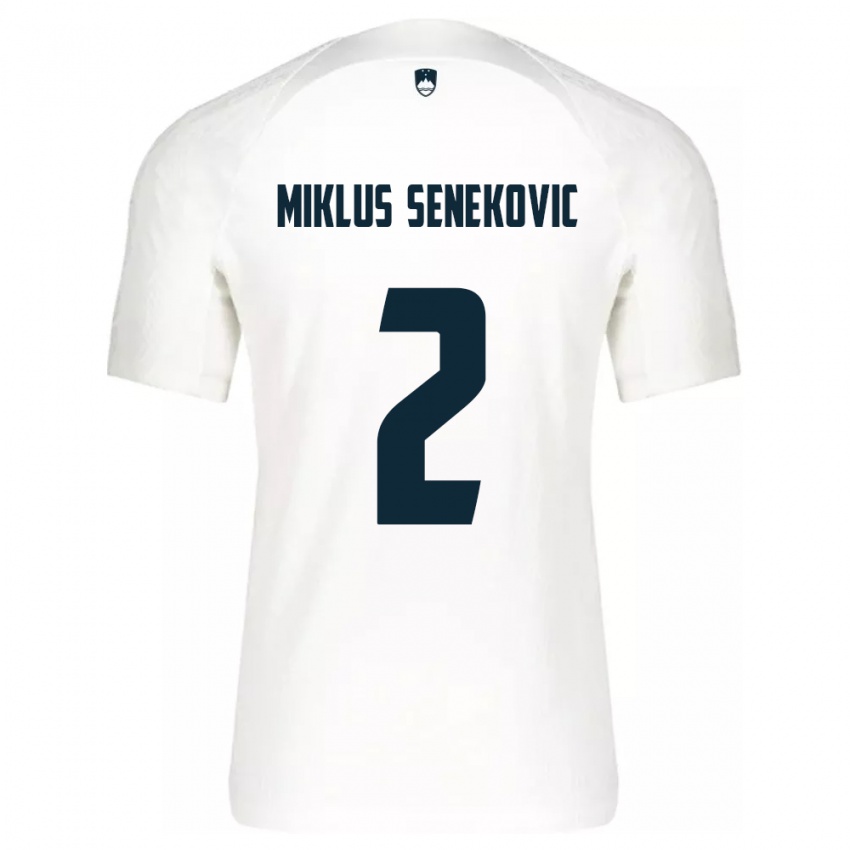 Hombre Camiseta Eslovenia Gal Miklus Senekovic #2 Blanco 1ª Equipación 24-26 La Camisa Chile