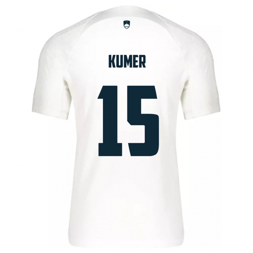 Hombre Camiseta Eslovenia Alin Kumer #15 Blanco 1ª Equipación 24-26 La Camisa Chile