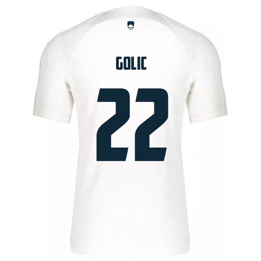 Hombre Camiseta Eslovenia Tilen Golic #22 Blanco 1ª Equipación 24-26 La Camisa Chile