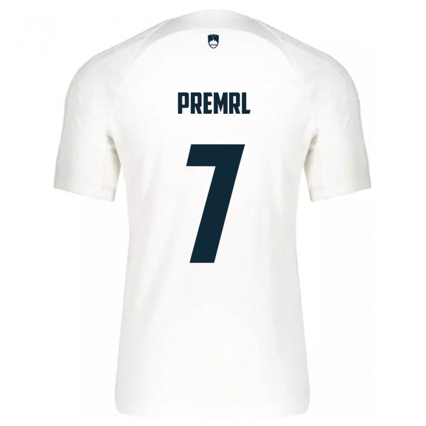 Hombre Camiseta Eslovenia Jaka Premrl #7 Blanco 1ª Equipación 24-26 La Camisa Chile