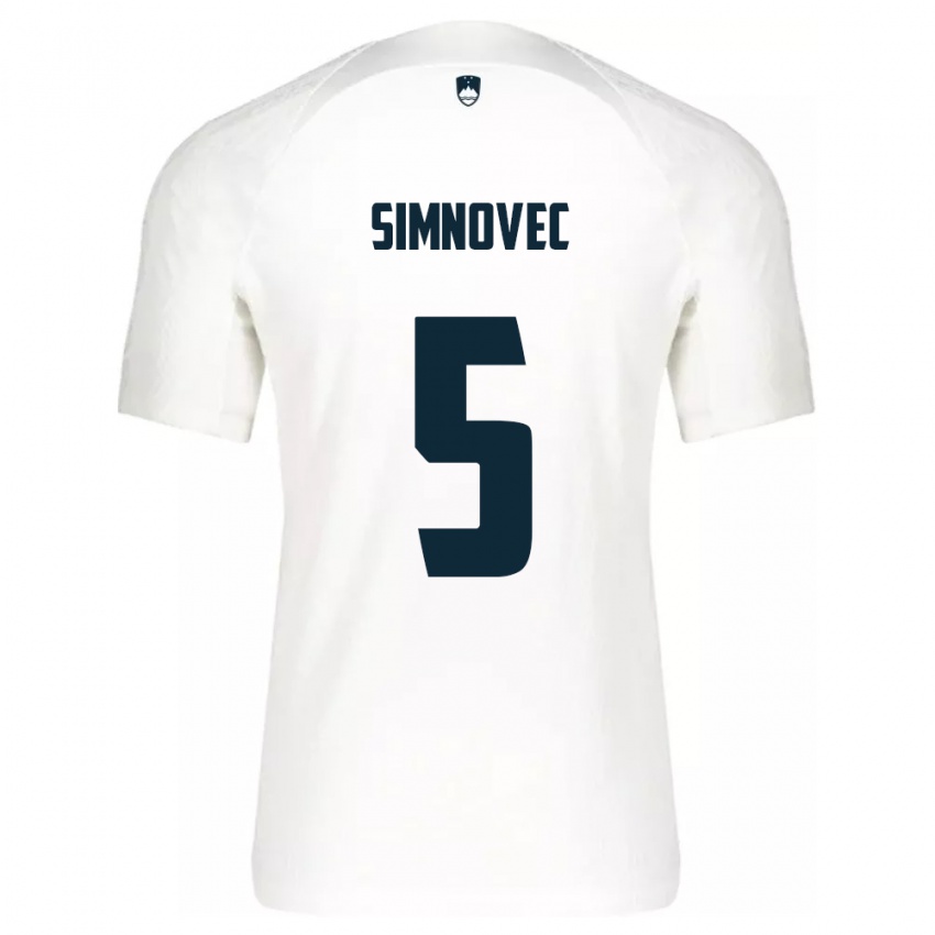 Hombre Camiseta Eslovenia Matevz Simnovec #5 Blanco 1ª Equipación 24-26 La Camisa Chile