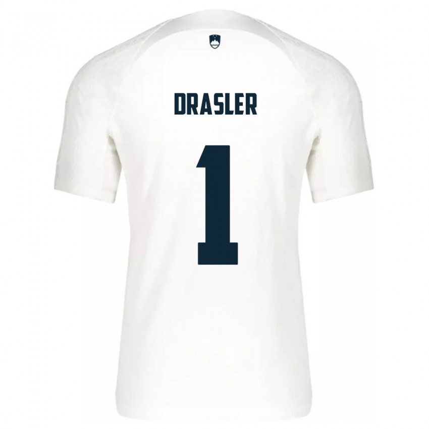 Hombre Camiseta Eslovenia Iztok Drasler #1 Blanco 1ª Equipación 24-26 La Camisa Chile