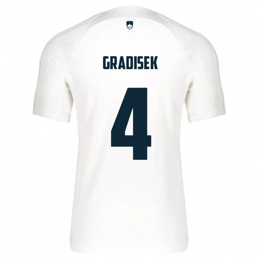 Hombre Camiseta Eslovenia Sara Gradišek #4 Blanco 1ª Equipación 24-26 La Camisa Chile