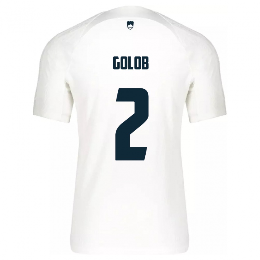 Hombre Camiseta Eslovenia Lana Golob #2 Blanco 1ª Equipación 24-26 La Camisa Chile