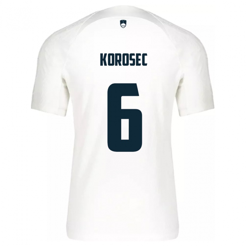 Hombre Camiseta Eslovenia Kaja Korošec #6 Blanco 1ª Equipación 24-26 La Camisa Chile