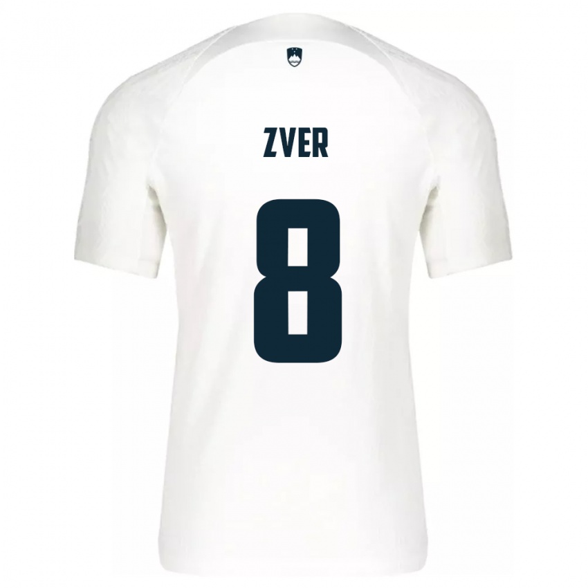 Hombre Camiseta Eslovenia Mateja Zver #8 Blanco 1ª Equipación 24-26 La Camisa Chile