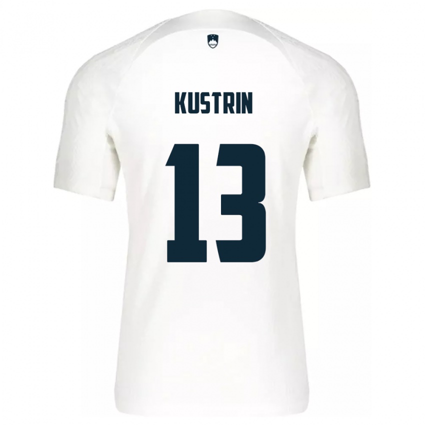 Hombre Camiseta Eslovenia Zala Kuštrin #13 Blanco 1ª Equipación 24-26 La Camisa Chile