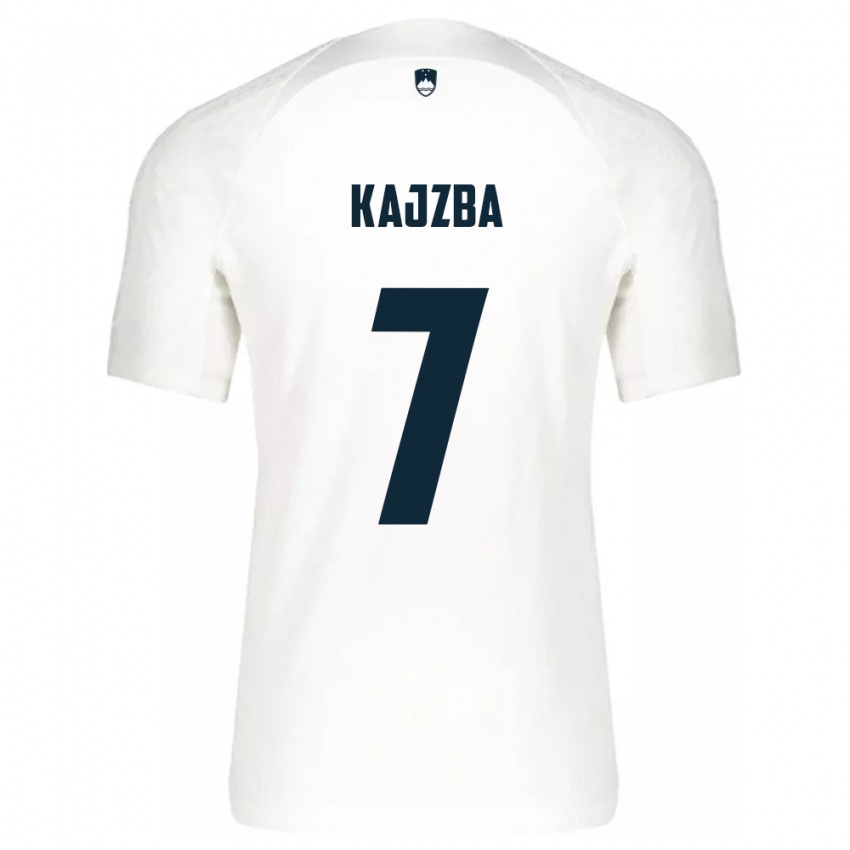 Hombre Camiseta Eslovenia Nina Kajzba #7 Blanco 1ª Equipación 24-26 La Camisa Chile