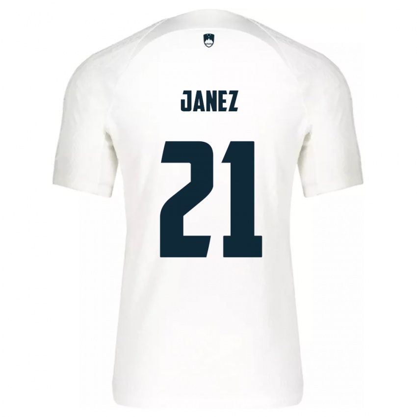 Hombre Camiseta Eslovenia Korina Janež #21 Blanco 1ª Equipación 24-26 La Camisa Chile