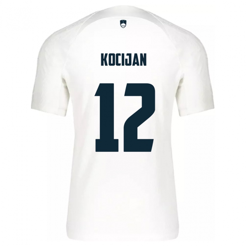 Hombre Camiseta Eslovenia Iva Kocijan #12 Blanco 1ª Equipación 24-26 La Camisa Chile