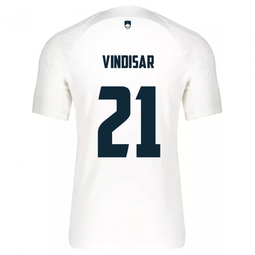 Hombre Camiseta Eslovenia Zala Vindišar #21 Blanco 1ª Equipación 24-26 La Camisa Chile