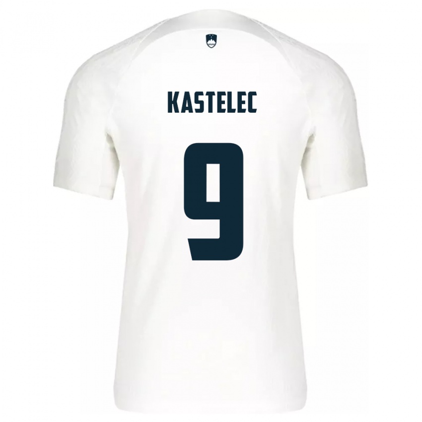 Hombre Camiseta Eslovenia Mirjam Kastelec #9 Blanco 1ª Equipación 24-26 La Camisa Chile