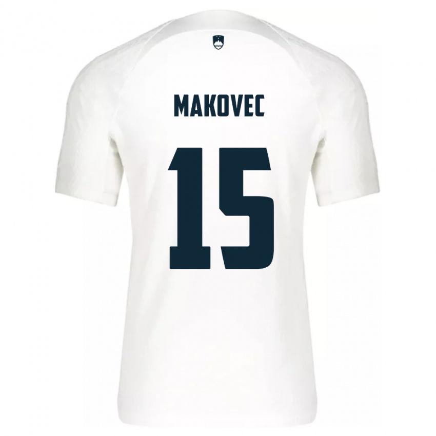 Hombre Camiseta Eslovenia Sara Makovec #15 Blanco 1ª Equipación 24-26 La Camisa Chile