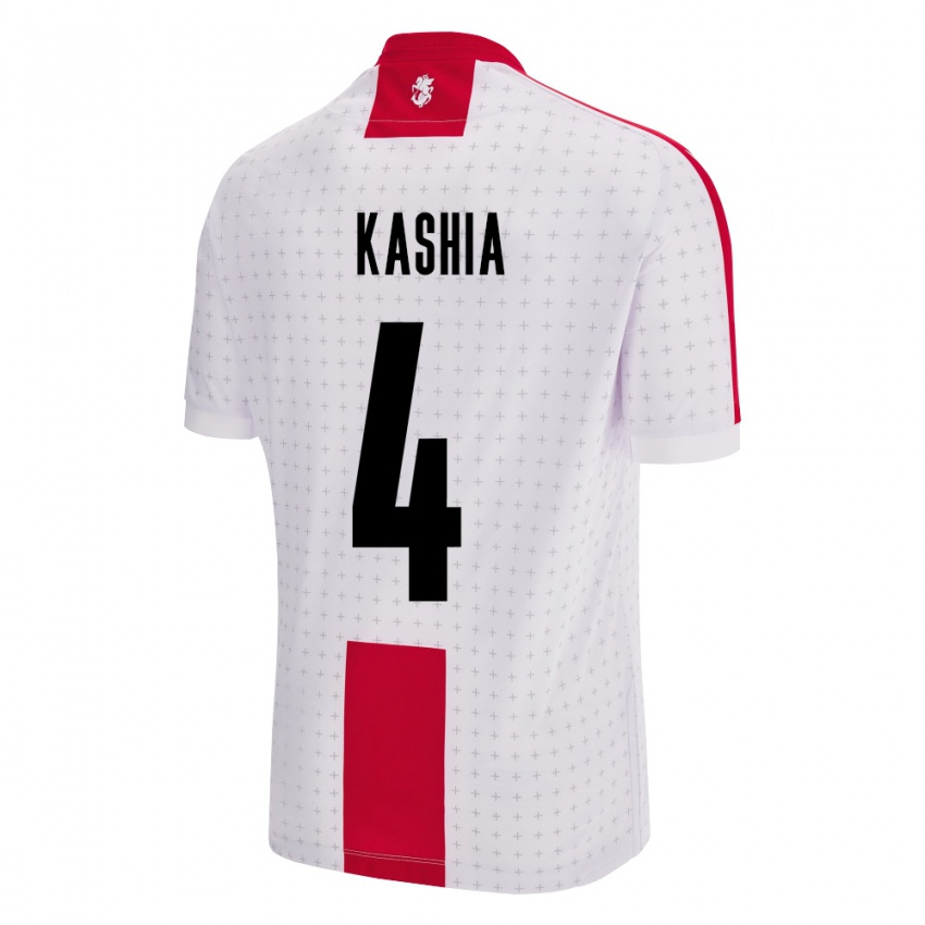 Hombre Camiseta Georgia Guram Kashia #4 Blanco 1ª Equipación 24-26 La Camisa Chile
