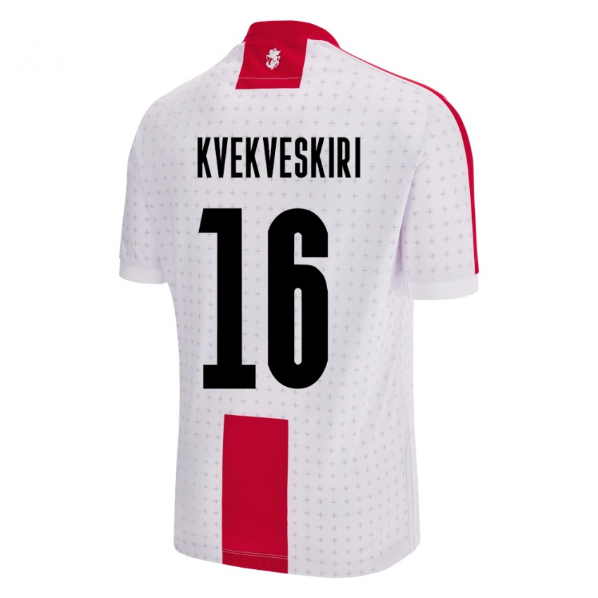 Hombre Camiseta Georgia Nika Kvekveskiri #16 Blanco 1ª Equipación 24-26 La Camisa Chile