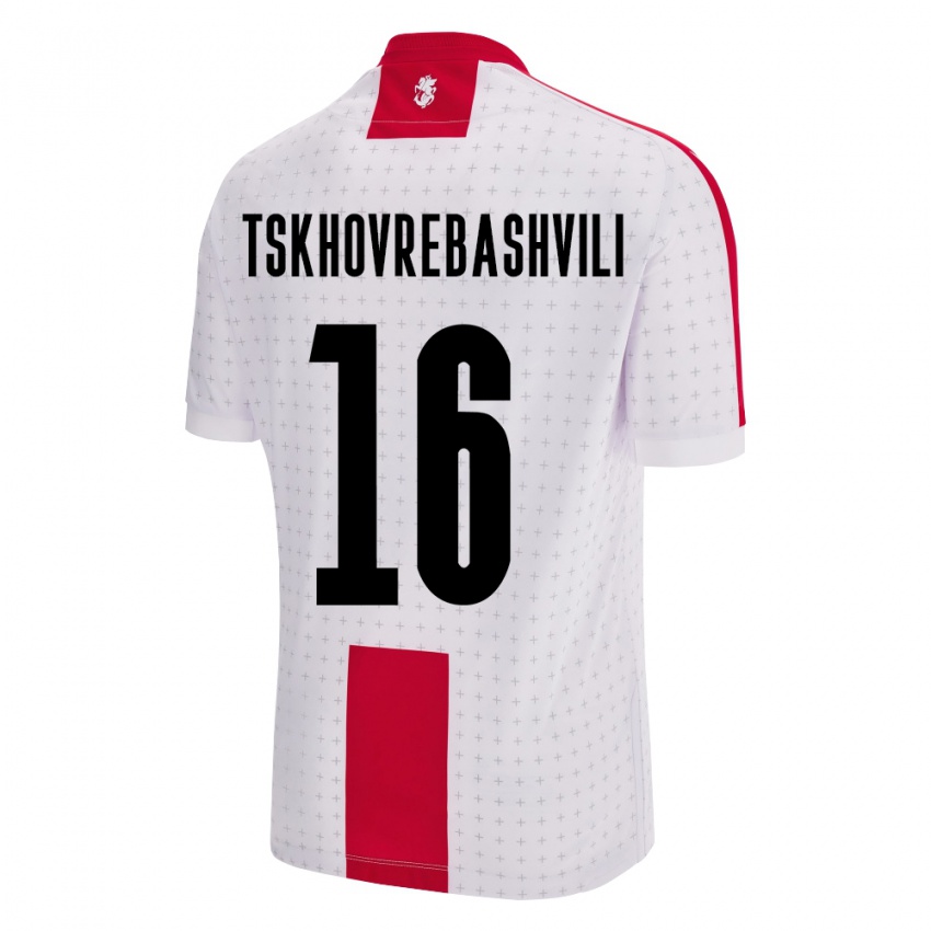 Hombre Camiseta Georgia Nikoloz Tskhovrebashvili #16 Blanco 1ª Equipación 24-26 La Camisa Chile