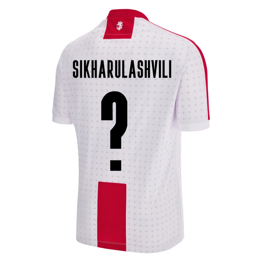 Hombre Camiseta Georgia Nika Sikharulashvili #0 Blanco 1ª Equipación 24-26 La Camisa Chile