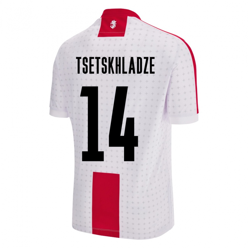 Hombre Camiseta Georgia Nikoloz Tsetskhladze #14 Blanco 1ª Equipación 24-26 La Camisa Chile