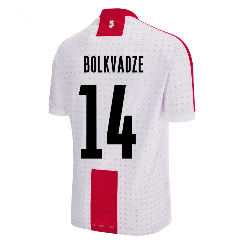 Hombre Camiseta Georgia Anastasia Bolkvadze #14 Blanco 1ª Equipación 24-26 La Camisa Chile