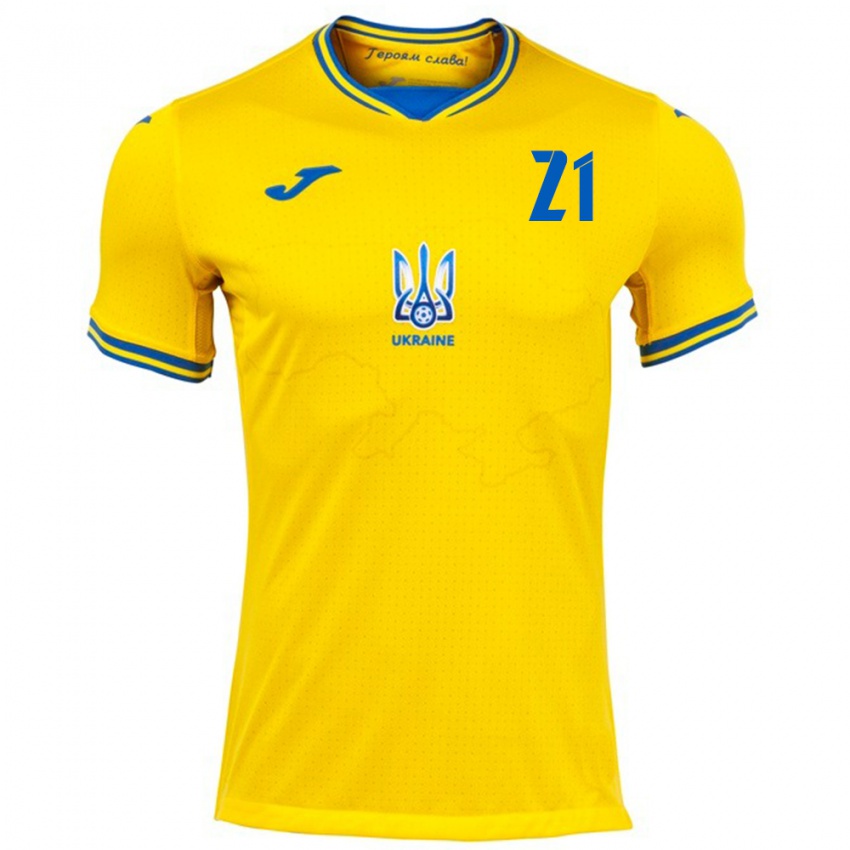 Hombre Camiseta Ucrania Valeriy Bondar #21 Amarillo 1ª Equipación 24-26 La Camisa Chile