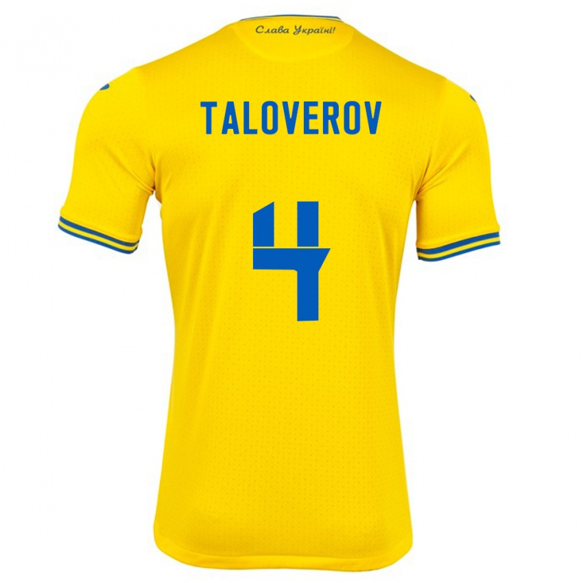 Hombre Camiseta Ucrania Maksym Taloverov #4 Amarillo 1ª Equipación 24-26 La Camisa Chile