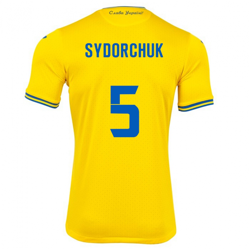 Hombre Camiseta Ucrania Sergiy Sydorchuk #5 Amarillo 1ª Equipación 24-26 La Camisa Chile