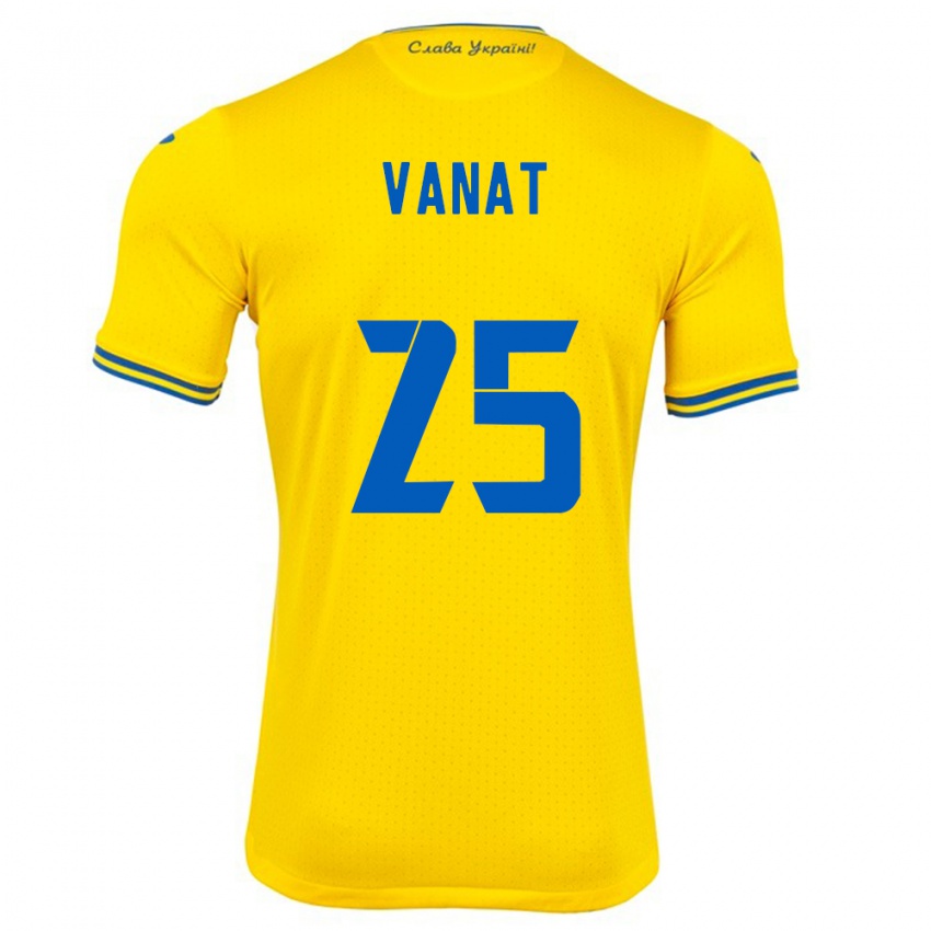 Hombre Camiseta Ucrania Vladyslav Vanat #25 Amarillo 1ª Equipación 24-26 La Camisa Chile