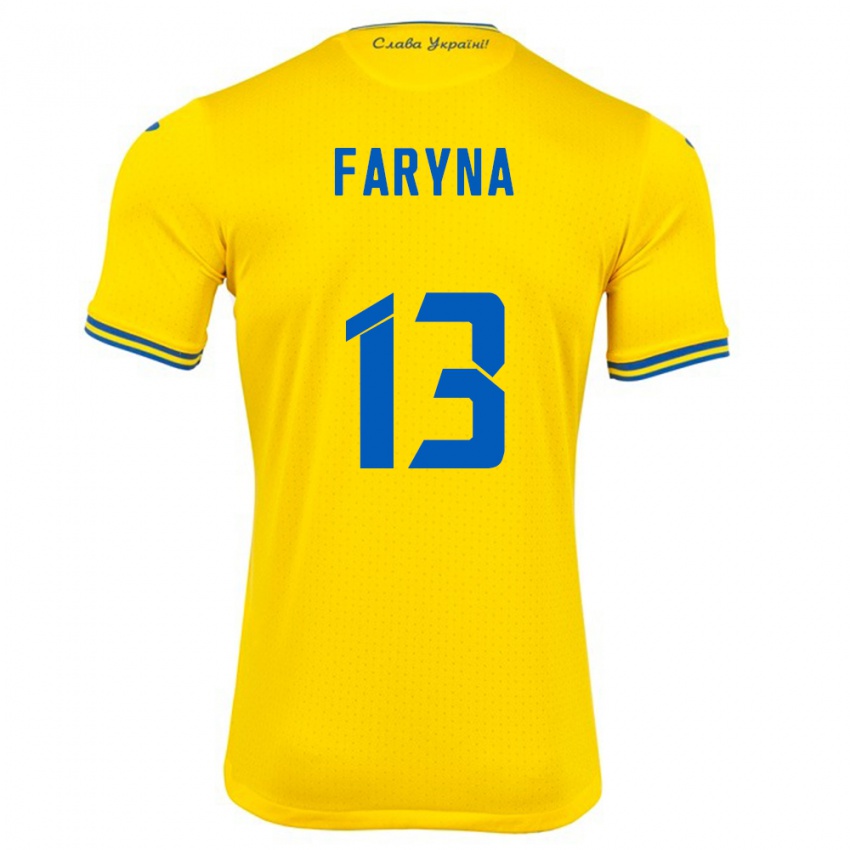 Hombre Camiseta Ucrania Maryan Faryna #13 Amarillo 1ª Equipación 24-26 La Camisa Chile