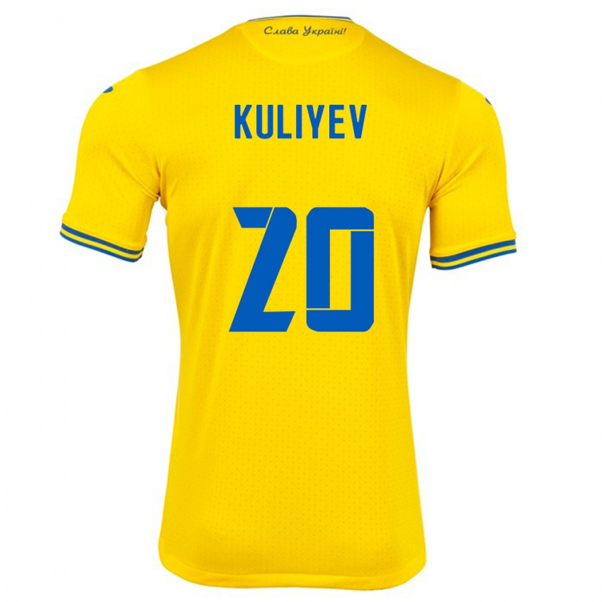 Hombre Camiseta Ucrania Eldar Kuliyev #20 Amarillo 1ª Equipación 24-26 La Camisa Chile