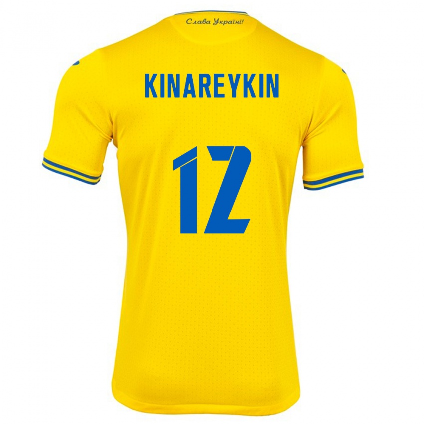 Hombre Camiseta Ucrania Yakiv Kinareykin #12 Amarillo 1ª Equipación 24-26 La Camisa Chile