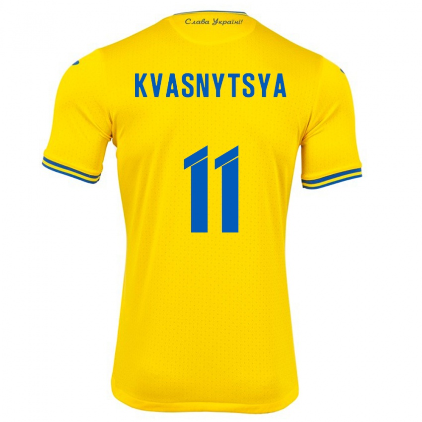 Hombre Camiseta Ucrania Ilya Kvasnytsya #11 Amarillo 1ª Equipación 24-26 La Camisa Chile