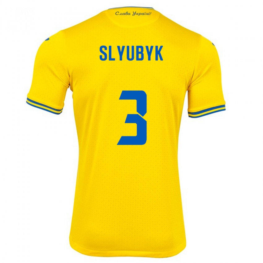 Hombre Camiseta Ucrania Bogdan Slyubyk #3 Amarillo 1ª Equipación 24-26 La Camisa Chile