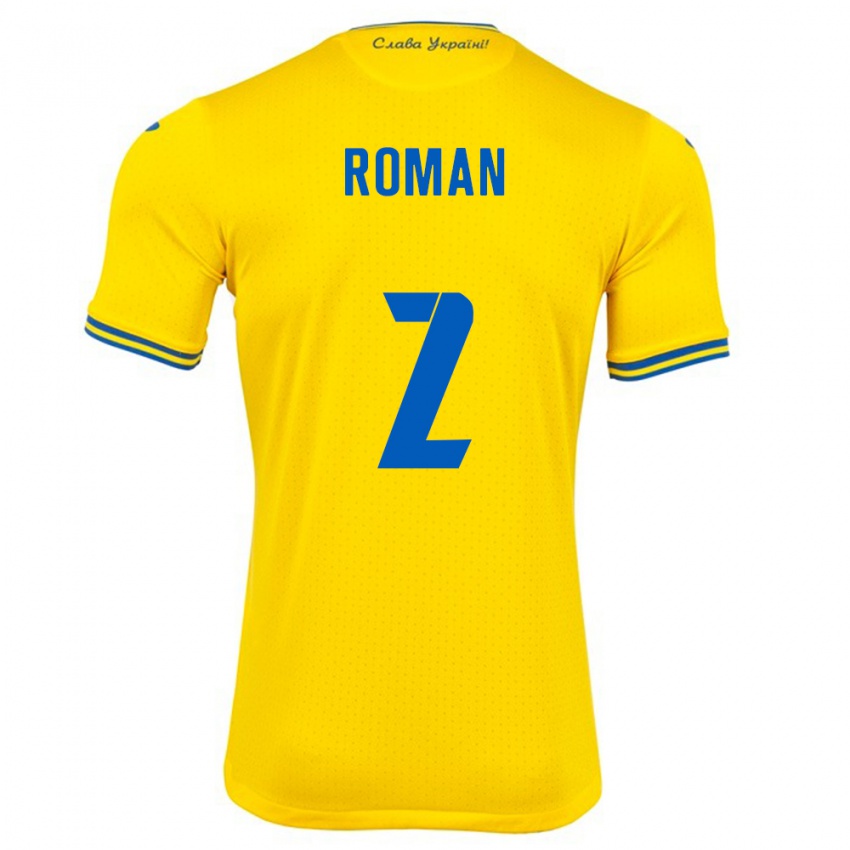 Hombre Camiseta Ucrania Vitaliy Roman #2 Amarillo 1ª Equipación 24-26 La Camisa Chile