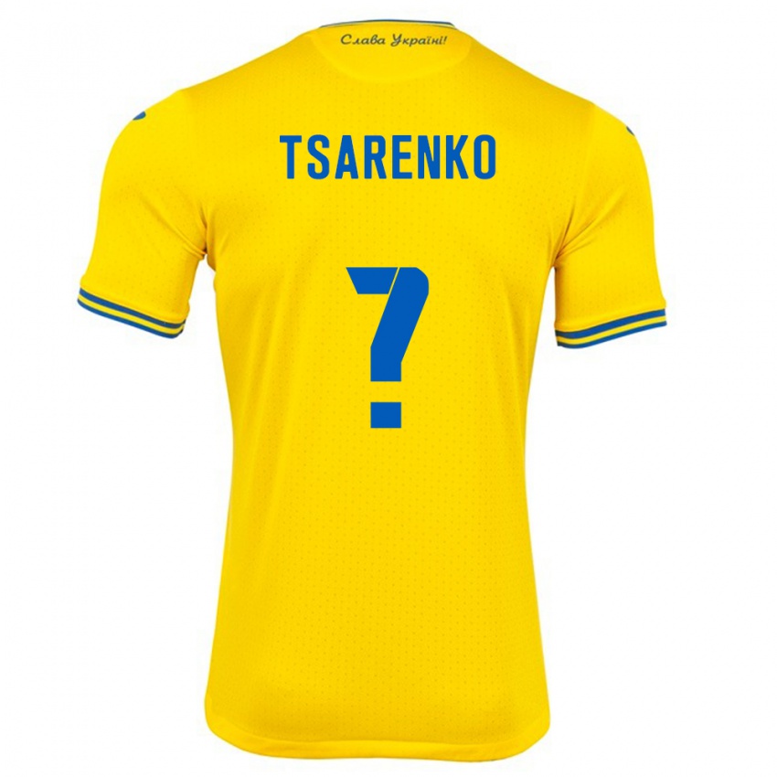 Hombre Camiseta Ucrania Anton Tsarenko #0 Amarillo 1ª Equipación 24-26 La Camisa Chile