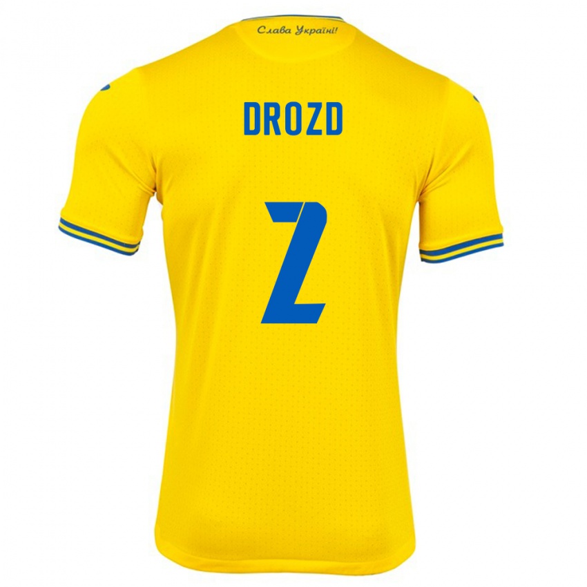 Hombre Camiseta Ucrania Anton Drozd #2 Amarillo 1ª Equipación 24-26 La Camisa Chile