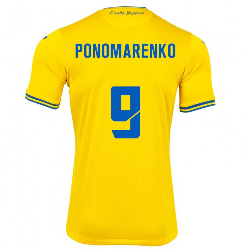 Hombre Camiseta Ucrania Matviy Ponomarenko #9 Amarillo 1ª Equipación 24-26 La Camisa Chile