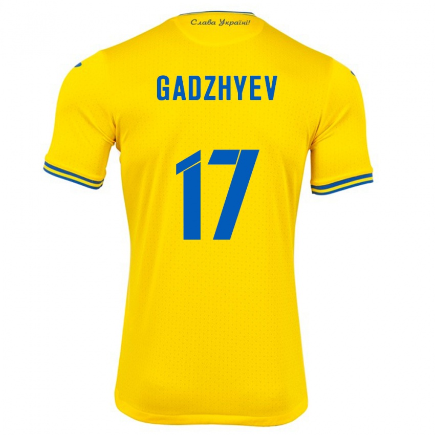 Hombre Camiseta Ucrania Ramik Gadzhyev #17 Amarillo 1ª Equipación 24-26 La Camisa Chile