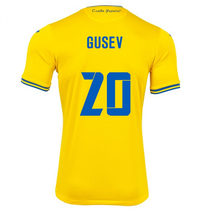 Hombre Camiseta Ucrania Oleksiy Gusev #20 Amarillo 1ª Equipación 24-26 La Camisa Chile