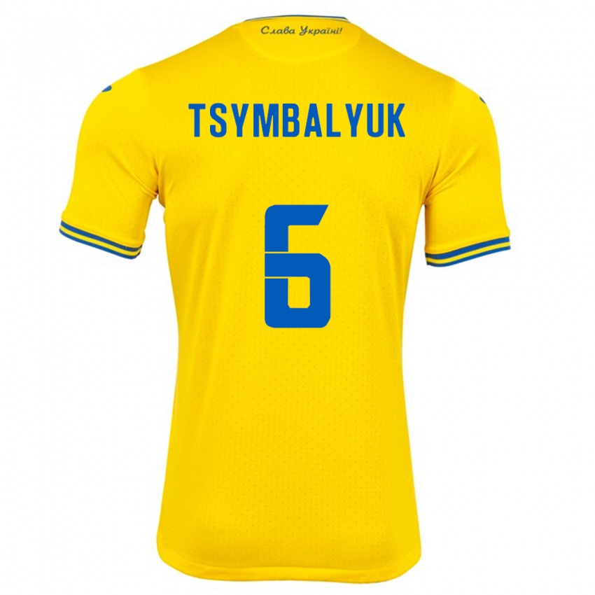 Hombre Camiseta Ucrania Maksym Tsymbalyuk #6 Amarillo 1ª Equipación 24-26 La Camisa Chile