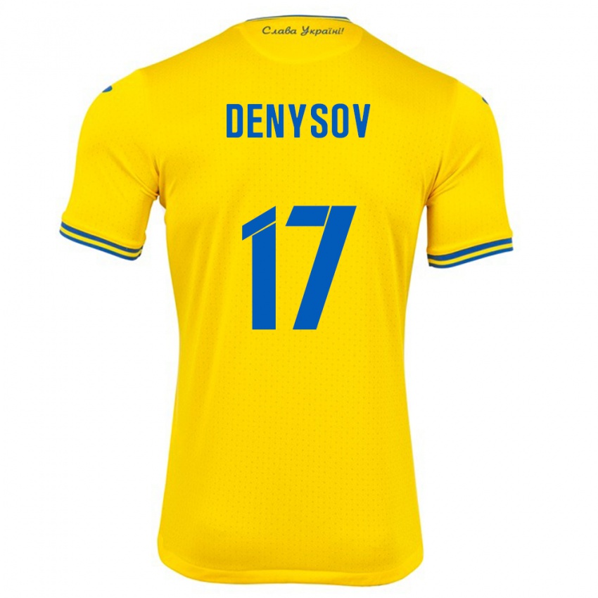 Hombre Camiseta Ucrania Ivan Denysov #17 Amarillo 1ª Equipación 24-26 La Camisa Chile