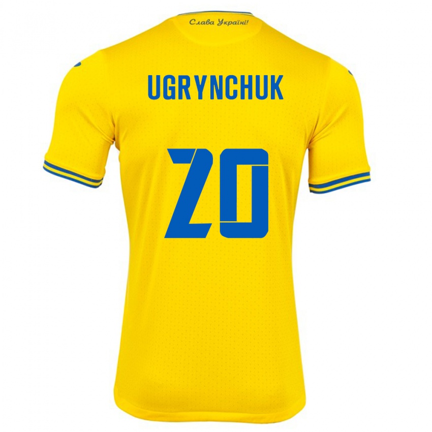 Hombre Camiseta Ucrania Artem Ugrynchuk #20 Amarillo 1ª Equipación 24-26 La Camisa Chile