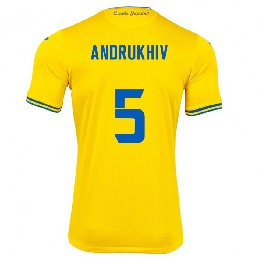 Hombre Camiseta Ucrania Veronika Andrukhiv #5 Amarillo 1ª Equipación 24-26 La Camisa Chile