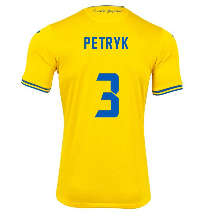 Hombre Camiseta Ucrania Anna Petryk #3 Amarillo 1ª Equipación 24-26 La Camisa Chile