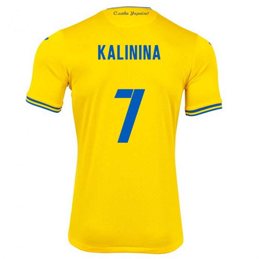 Hombre Camiseta Ucrania Yana Kalinina #7 Amarillo 1ª Equipación 24-26 La Camisa Chile