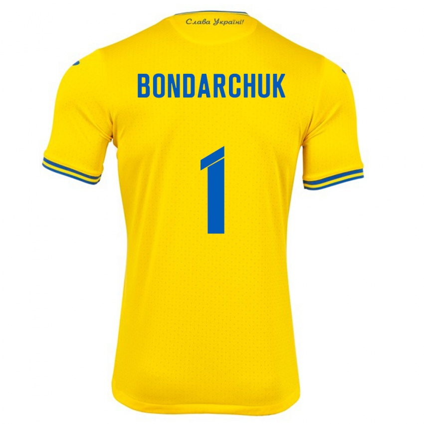 Hombre Camiseta Ucrania Daryna Bondarchuk #1 Amarillo 1ª Equipación 24-26 La Camisa Chile